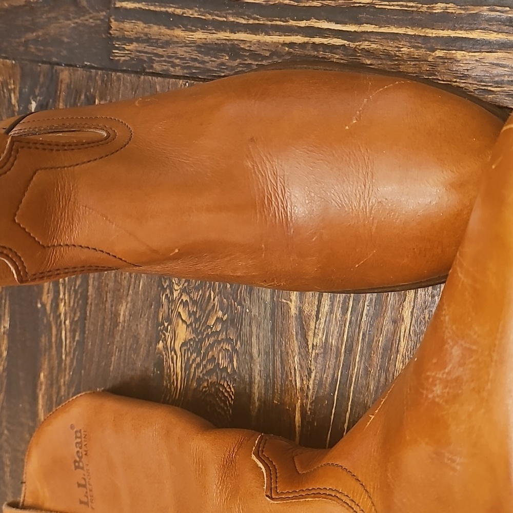 L.L. Bean Vibtage Brown Leather Cowboy Boots 9 Mens Pristine! - Picture 2 of 7